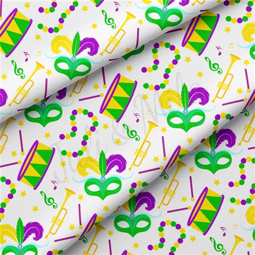 Mardi Gras Double Brushed Polyester Fabric Jersey Stretchy Soft Polyester Stretch Fabric