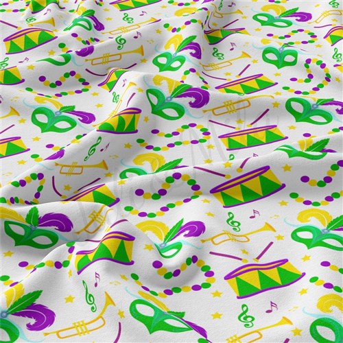 Mardi Gras Double Brushed Polyester Fabric Jersey Stretchy Soft Polyester Stretch Fabric