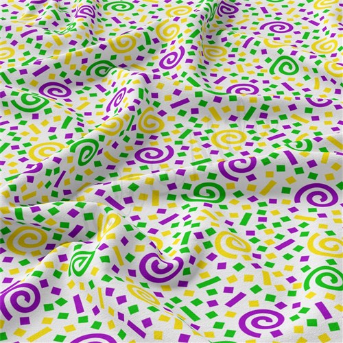 Mardi Gras Double Brushed Polyester Fabric Jersey Stretchy Soft Polyester Stretch Fabric