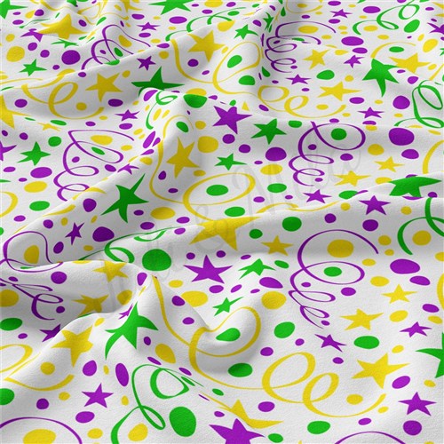 Mardi Gras Double Brushed Polyester Fabric Jersey Stretchy Soft Polyester Stretch Fabric