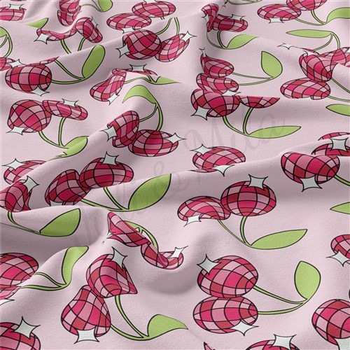 Cherries Cherry Double Brushed Polyester Fabric Jersey Stretchy Soft Polyester Stretch Fabric