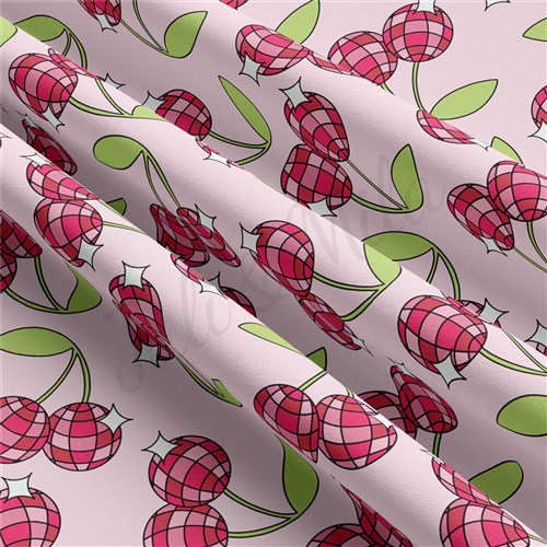 Cherries Cherry Double Brushed Polyester Fabric Jersey Stretchy Soft Polyester Stretch Fabric