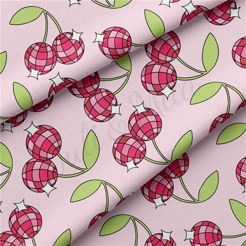 Cherries Cherry Double Brushed Polyester Fabric Jersey Stretchy Soft Polyester Stretch Fabric