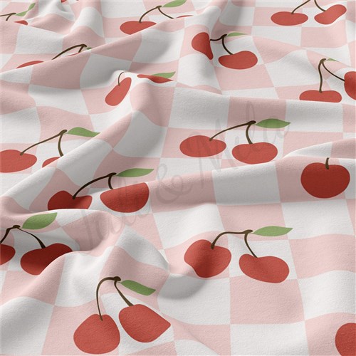 Cherries Cherry Double Brushed Polyester Fabric Jersey Stretchy Soft Polyester Stretch Fabric