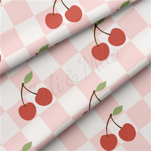 Cherries Cherry Double Brushed Polyester Fabric Jersey Stretchy Soft Polyester Stretch Fabric
