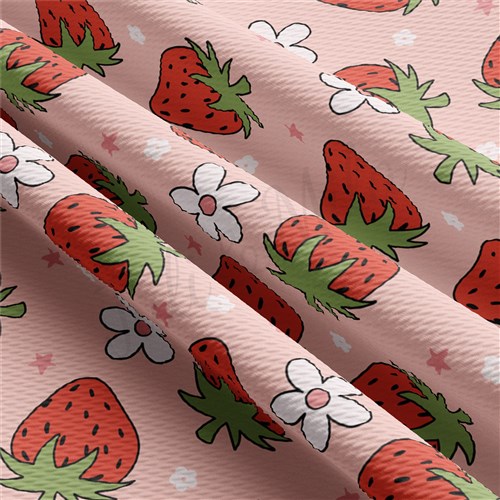 Strawberry Double Brushed Polyester Fabric Jersey Stretchy Soft Polyester Stretch Fabric