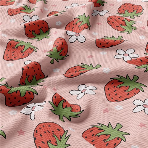 Strawberry Double Brushed Polyester Fabric Jersey Stretchy Soft Polyester Stretch Fabric