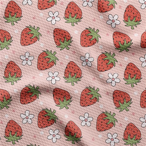 Strawberry Double Brushed Polyester Fabric Jersey Stretchy Soft Polyester Stretch Fabric