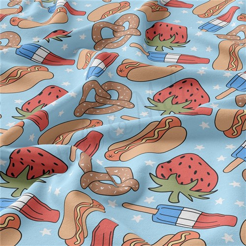Patriotic 4th of July Double Brushed Polyester Fabric Jersey Stretchy Soft Polyester Stretch Fabric