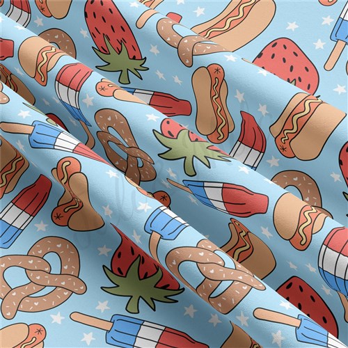 Patriotic 4th of July Double Brushed Polyester Fabric Jersey Stretchy Soft Polyester Stretch Fabric