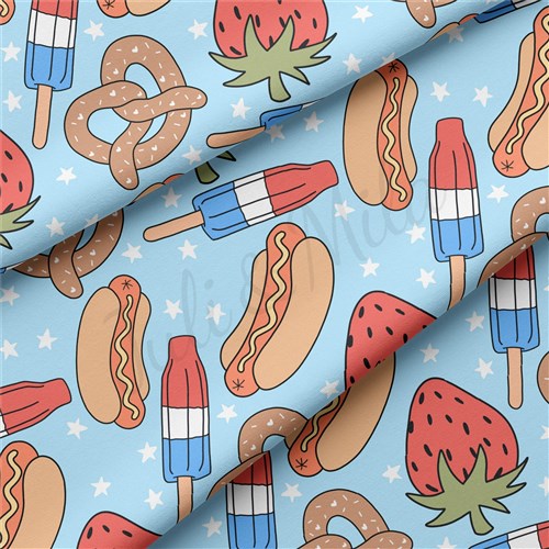 Patriotic 4th of July Double Brushed Polyester Fabric Jersey Stretchy Soft Polyester Stretch Fabric