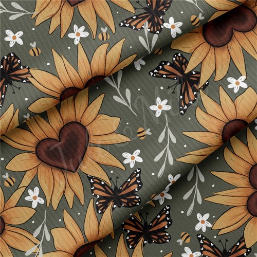 Rib Knit Fabric, RBKsunflowers&butterflies & Get a Free $89.99 Embroidery Bundle