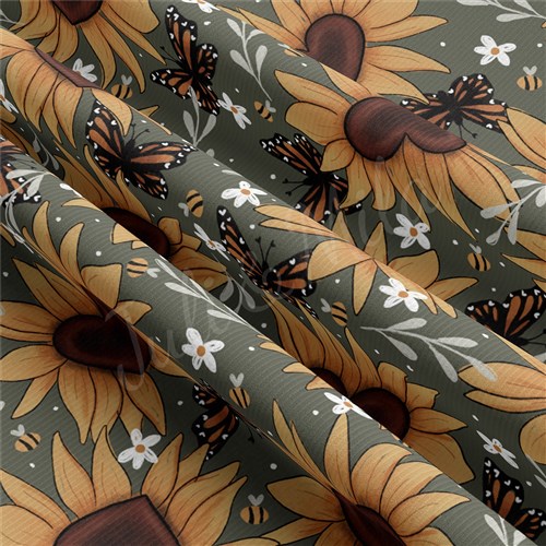 Rib Knit Fabric, RBKsunflowers&butterflies & Get a Free $89.99 Embroidery Bundle