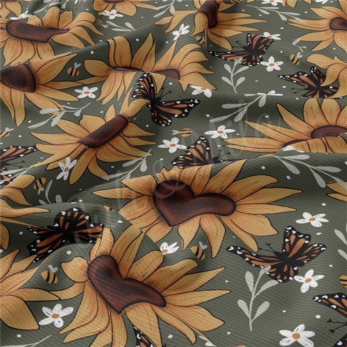 Rib Knit Fabric, RBKsunflowers&butterflies & Get a Free $89.99 Embroidery Bundle