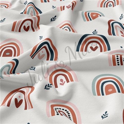 Rainbow2 Rainbows Double Brushed Polyester Fabric Jersey Stretchy Soft Polyester Stretch Fabric