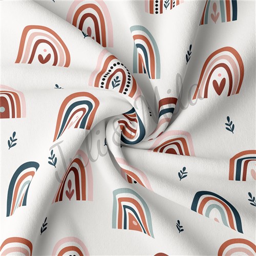Rainbow2 Rainbows Double Brushed Polyester Fabric Jersey Stretchy Soft Polyester Stretch Fabric