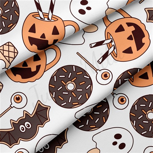 halloween ghosts fall Double Brushed Polyester Fabric Jersey Stretchy Soft Polyester Stretch Fabric
