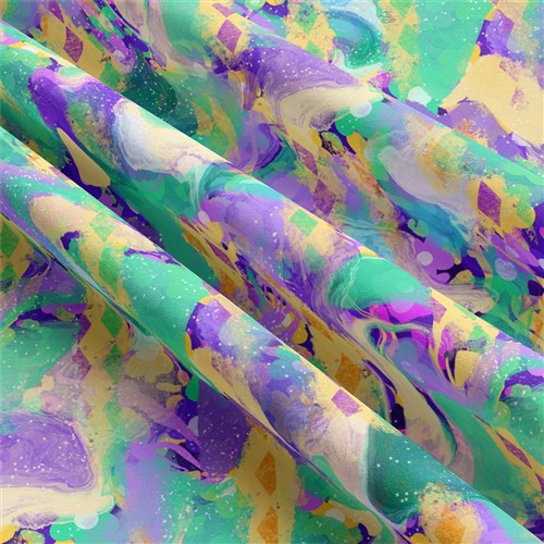 Mardi Gras Double Brushed Polyester Fabric Jersey Stretchy Soft Polyester Stretch Fabric