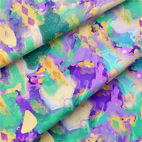 Mardi Gras Double Brushed Polyester Fabric Jersey Stretchy Soft Polyester Stretch Fabric