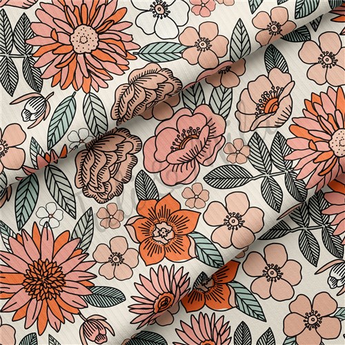 Floral Rib Knit Fabric, floral56 & Get a Free $89.99 Embroidery Bundle