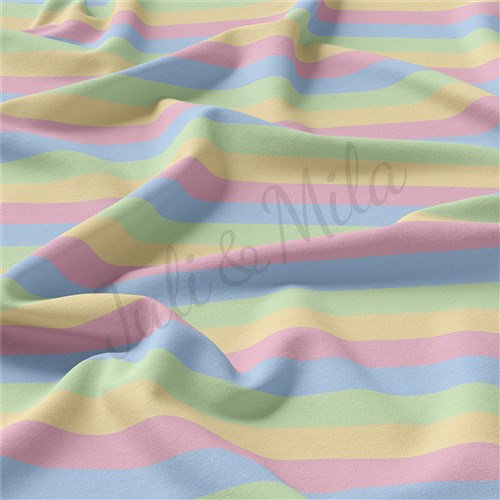 Pastel Stripes Double Brushed Polyester Fabric Jersey Stretchy Soft Polyester Stretch Fabric