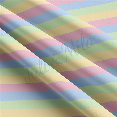 Pastel Stripes Double Brushed Polyester Fabric Jersey Stretchy Soft Polyester Stretch Fabric