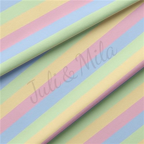 Pastel Stripes Double Brushed Polyester Fabric Jersey Stretchy Soft Polyester Stretch Fabric