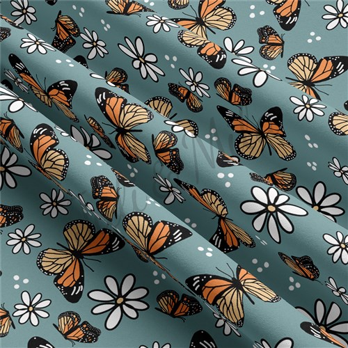 Butterflies Double Brushed Polyester Fabric Jersey Stretchy Soft Polyester Stretch Fabric