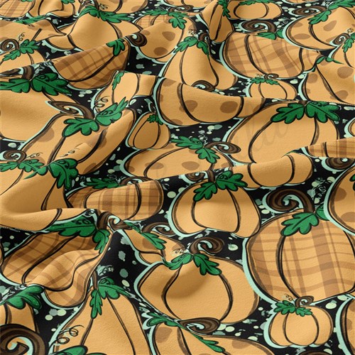 Pumpkin Fall Double Brushed Polyester Fabric Jersey Stretchy Soft Polyester Stretch Fabric
