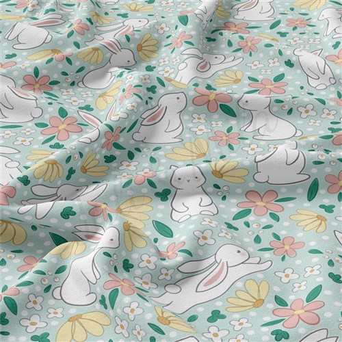 bunnies Easter Double Brushed Polyester Fabric Jersey Stretchy Soft Polyester Stretch Fabric