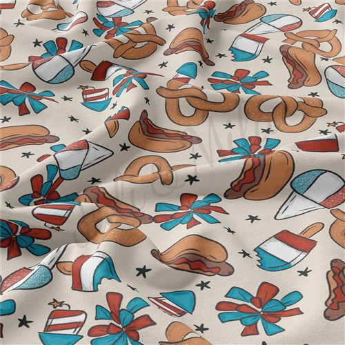 4th of July Patriotic Double Brushed Polyester Fabric Jersey Stretchy Soft Polyester Stretch Fabric