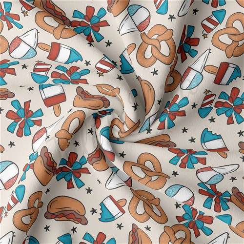 4th of July Patriotic Double Brushed Polyester Fabric Jersey Stretchy Soft Polyester Stretch Fabric