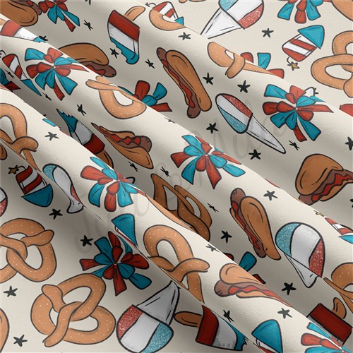 4th of July Patriotic Double Brushed Polyester Fabric Jersey Stretchy Soft Polyester Stretch Fabric