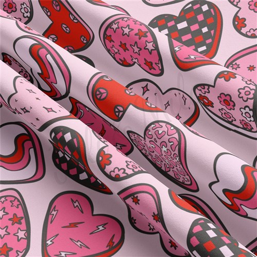 Valentine's Day Double Brushed Polyester Fabric Jersey Stretchy Soft Polyester Stretch Fabric