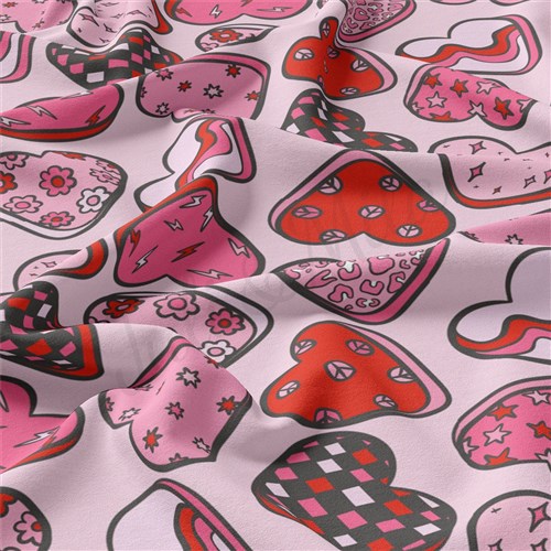 Valentine's Day Double Brushed Polyester Fabric Jersey Stretchy Soft Polyester Stretch Fabric