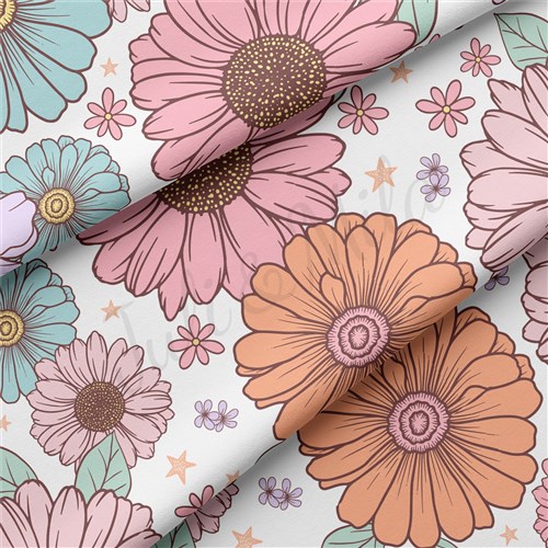 Floral Floral Flowers Double Brushed Polyester Fabric Jersey Stretchy Soft Polyester Stretch Fabric