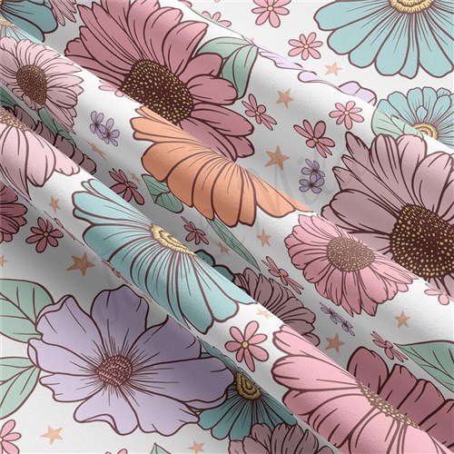Floral Floral Flowers Double Brushed Polyester Fabric Jersey Stretchy Soft Polyester Stretch Fabric