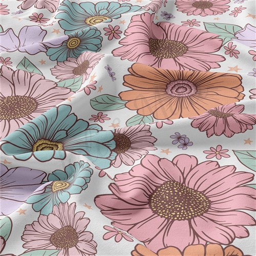 Floral Floral Flowers Double Brushed Polyester Fabric Jersey Stretchy Soft Polyester Stretch Fabric