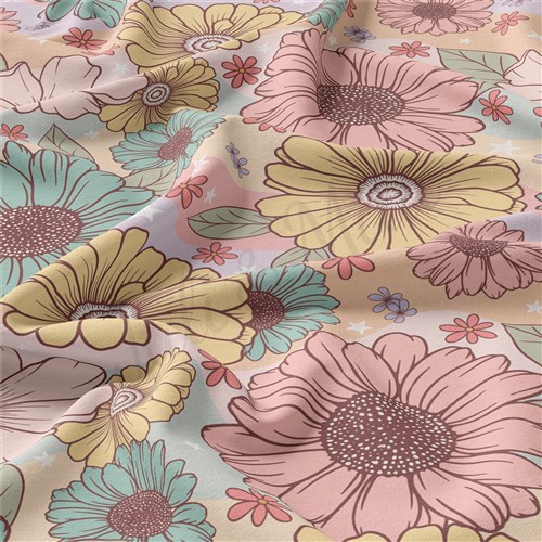 Floral Floral Flowers Double Brushed Polyester Fabric Jersey Stretchy Soft Polyester Stretch Fabric