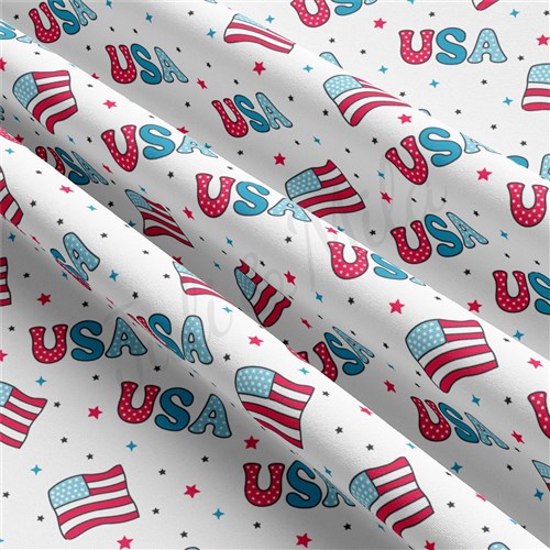 4th of July Patriotic Double Brushed Polyester Fabric Jersey Stretchy Soft Polyester Stretch Fabric