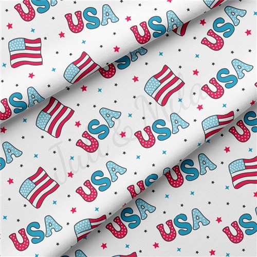4th of July Patriotic Double Brushed Polyester Fabric Jersey Stretchy Soft Polyester Stretch Fabric