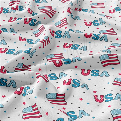 4th of July Patriotic Double Brushed Polyester Fabric Jersey Stretchy Soft Polyester Stretch Fabric
