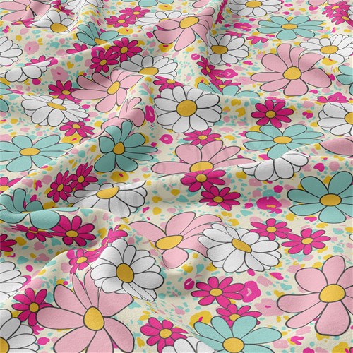 Floral Double Brushed Polyester Fabric Jersey Stretchy Soft Polyester Stretch Fabric