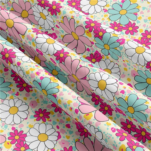 Floral Double Brushed Polyester Fabric Jersey Stretchy Soft Polyester Stretch Fabric