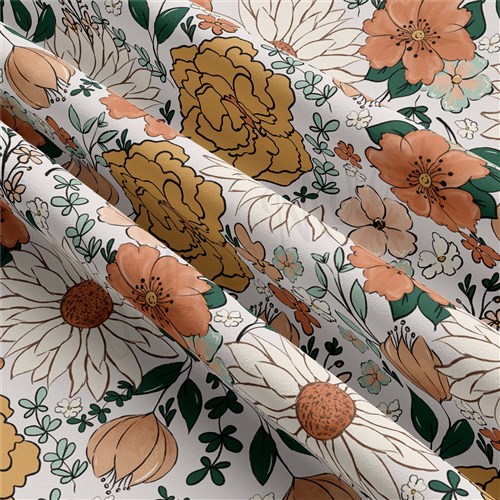 Floral Flowers Double Brushed Polyester Fabric Jersey Stretchy Soft Polyester Stretch Fabric