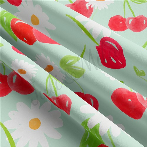 Cherries Cherry Double Brushed Polyester Fabric Jersey Stretchy Soft Polyester Stretch Fabric