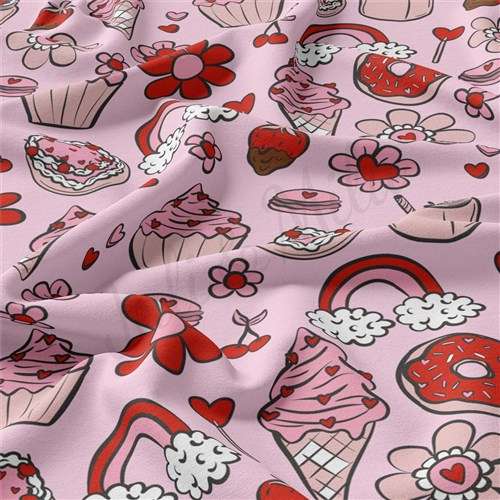Valentine's Day Double Brushed Polyester Fabric Jersey Stretchy Soft Polyester Stretch Fabric