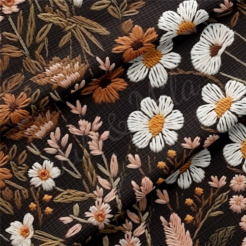 Floral Embroidery Rib Knit Fabric, RBK1784 & Get a Free $89.99 Embroidery Bundle