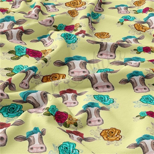 Cow Double Brushed Polyester Fabric Jersey Stretchy Soft Polyester Stretch Fabric