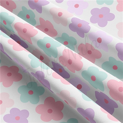 Floral Flowers Double Brushed Polyester Fabric Jersey Stretchy Soft Polyester Stretch Fabric
